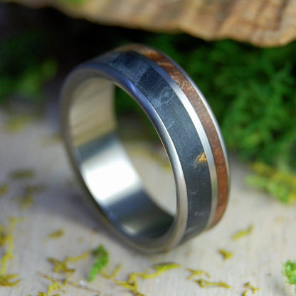 Dark Maple To Have and To Hold | Men's Dark Maple Wood, Black Box Elder Wood & Titanium Wedding Ring - Minter and Richter Designs