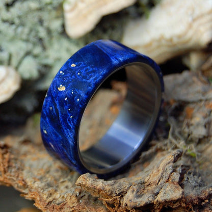 Dark Reflection | Men's Dark Blue Box Elder Wood & Titanium Wedding Ring - Minter and Richter Designs