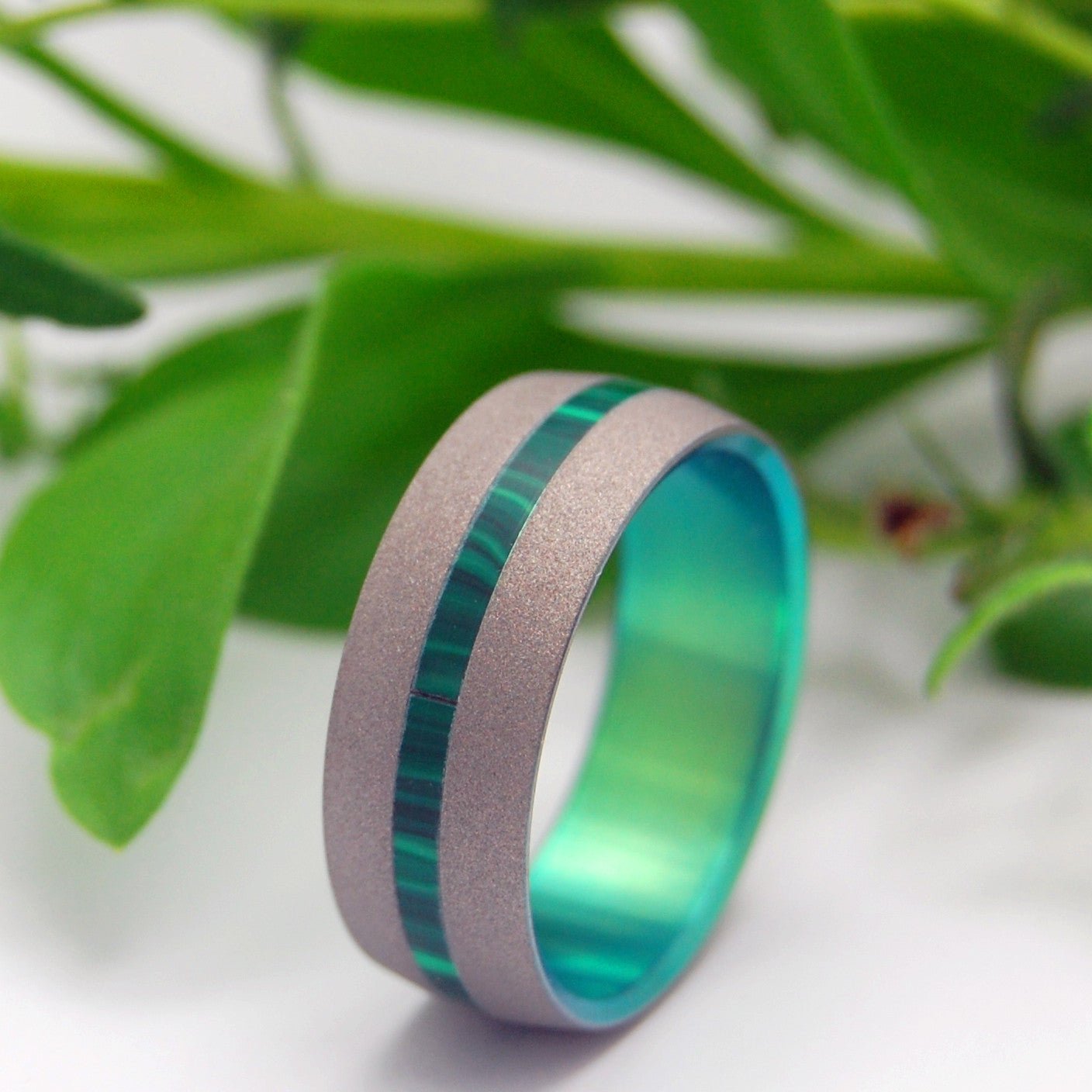 Dashing Spring | Men's Stone, Anodized Titanium Wedding Ring - Minter and Richter Designs