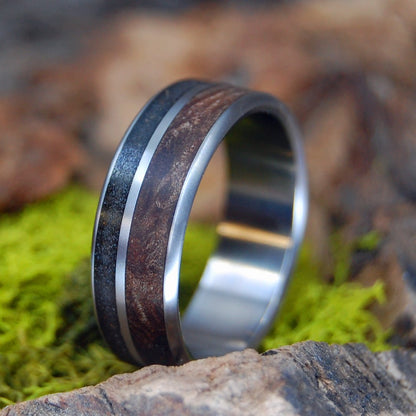 Daytona | Men's Beach Sand, Dark Maple Wood & Titanium Wedding Ring - Minter and Richter Designs