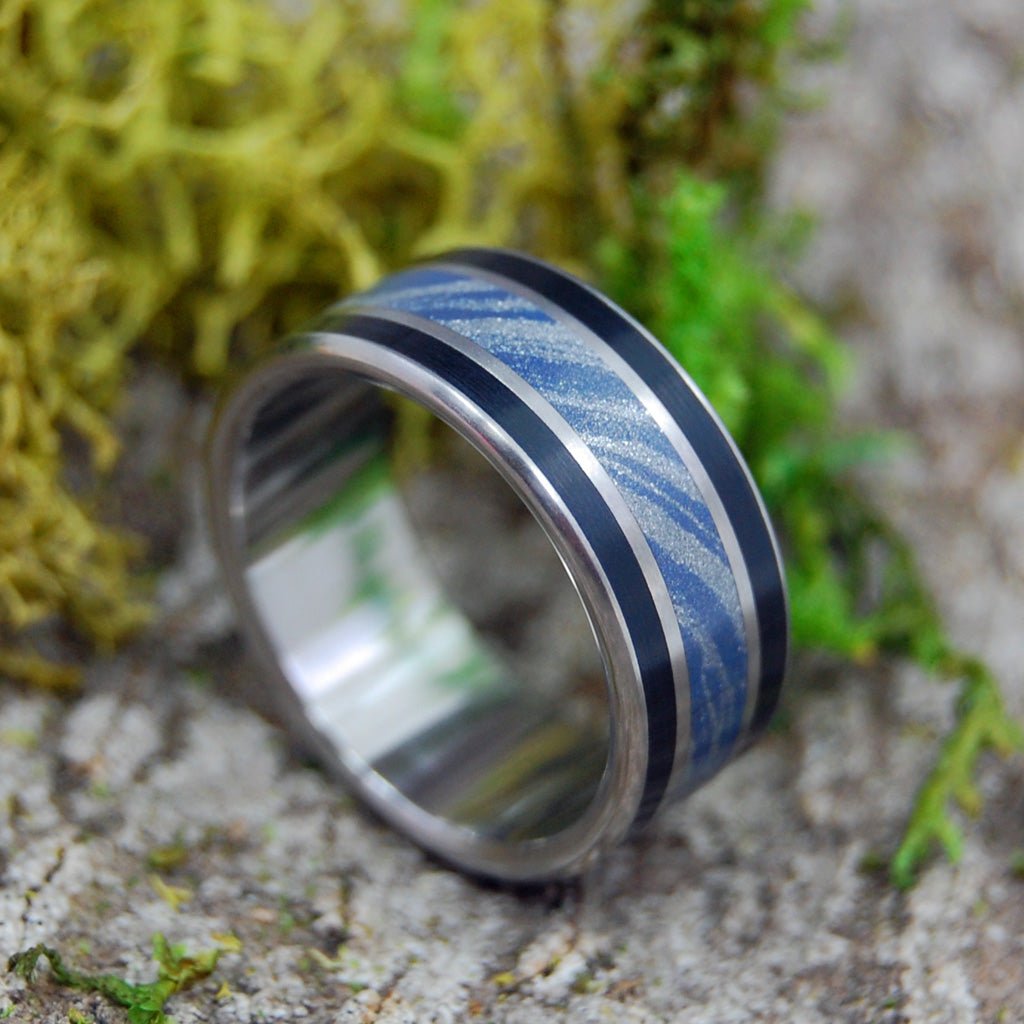 Decision Made | Men's Onyx, Blue Silver & Titanium Wedding Ring - Minter and Richter Designs