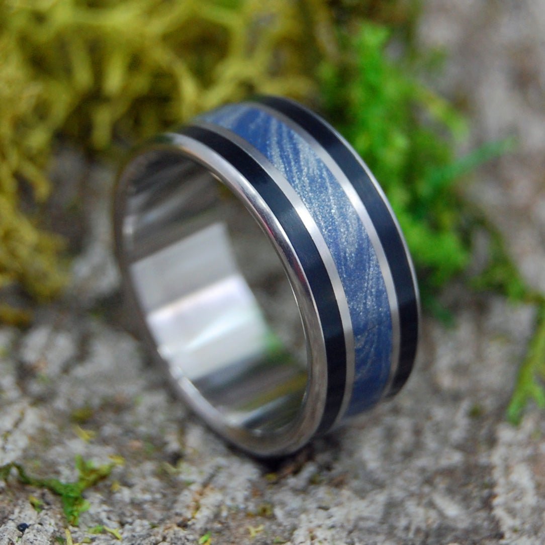 Decision Made | Men's Onyx, Blue Silver & Titanium Wedding Ring - Minter and Richter Designs