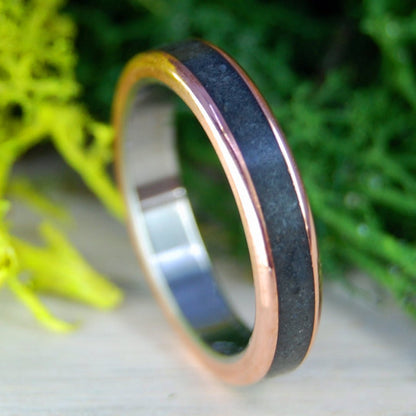 Deer On Black Beach | Men's Black Beach Sand, Deer Antler, Copper & Titanium Wedding Ring - Minter and Richter Designs