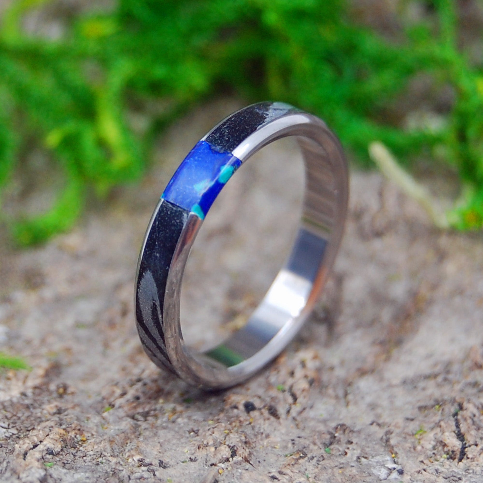 Desires Whirlwind Azurite | Women's M3, Azurite & Titanium Wedding Ring - Minter and Richter Designs