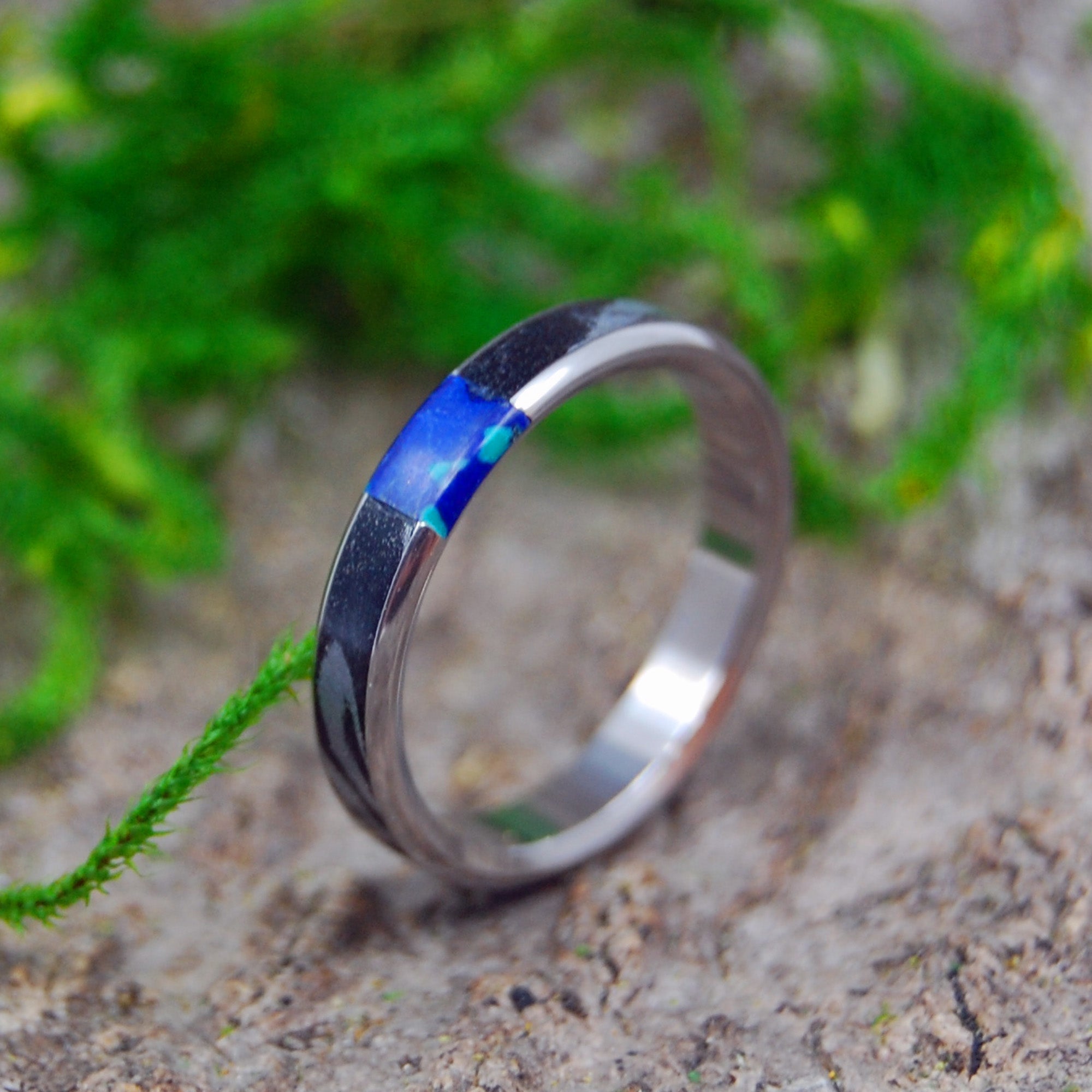 Desires Whirlwind Azurite | Women's M3, Azurite & Titanium Wedding Ring - Minter and Richter Designs