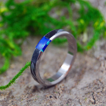 Desires Whirlwind Azurite | Women's M3, Azurite & Titanium Wedding Ring - Minter and Richter Designs