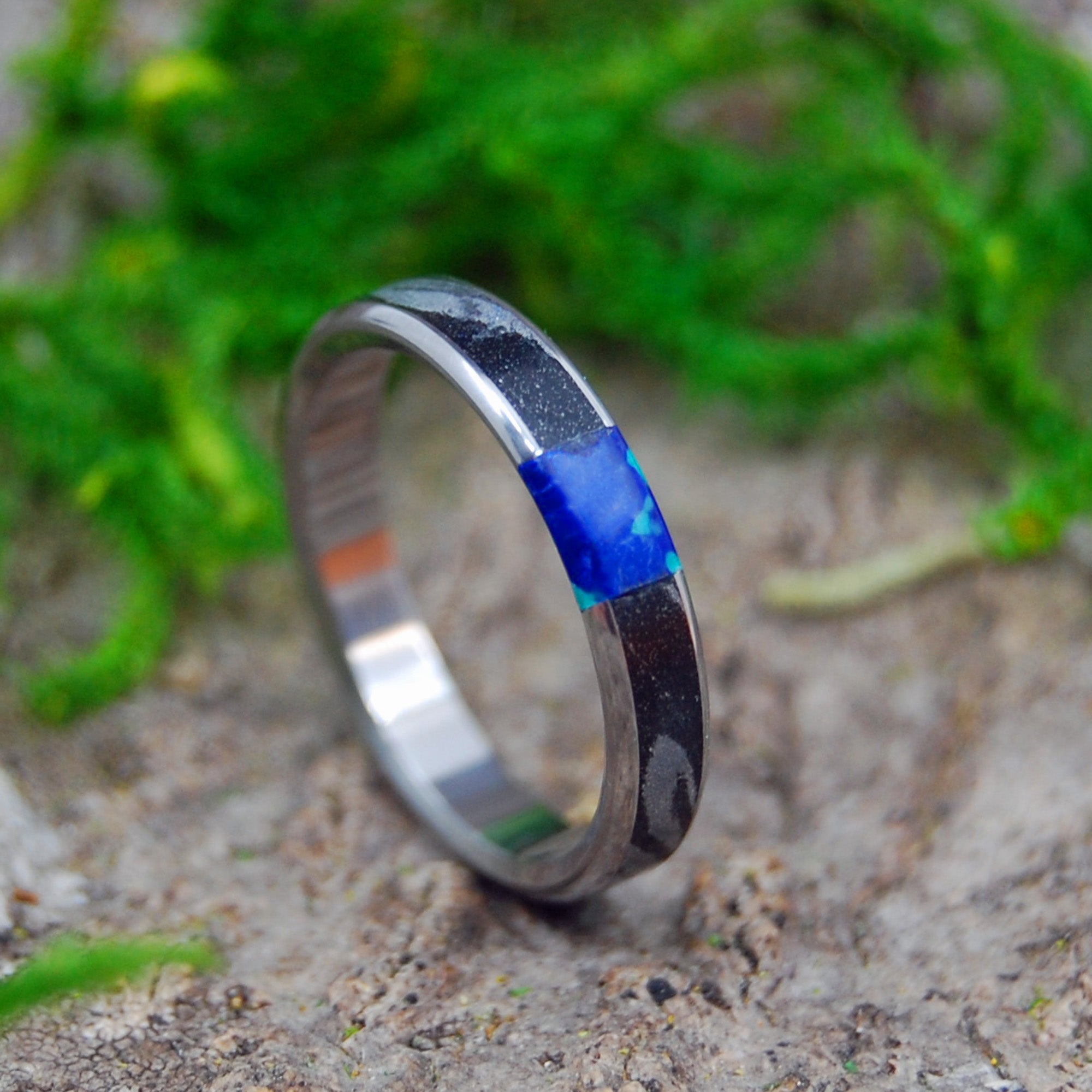 Desires Whirlwind Azurite | Women's M3, Azurite & Titanium Wedding Ring - Minter and Richter Designs