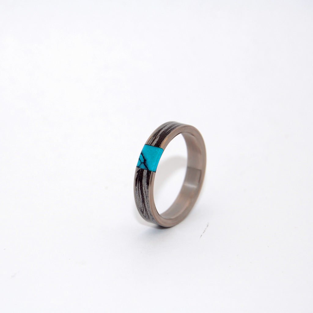 Desire's Whirlwind | Men's Turquoise Stone & Titanium Wedding Ring - Minter and Richter Designs