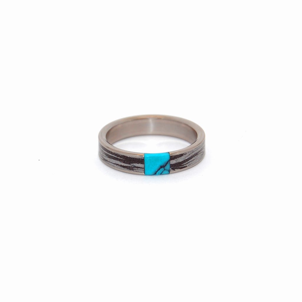 Desire's Whirlwind | Men's Turquoise Stone & Titanium Wedding Ring - Minter and Richter Designs