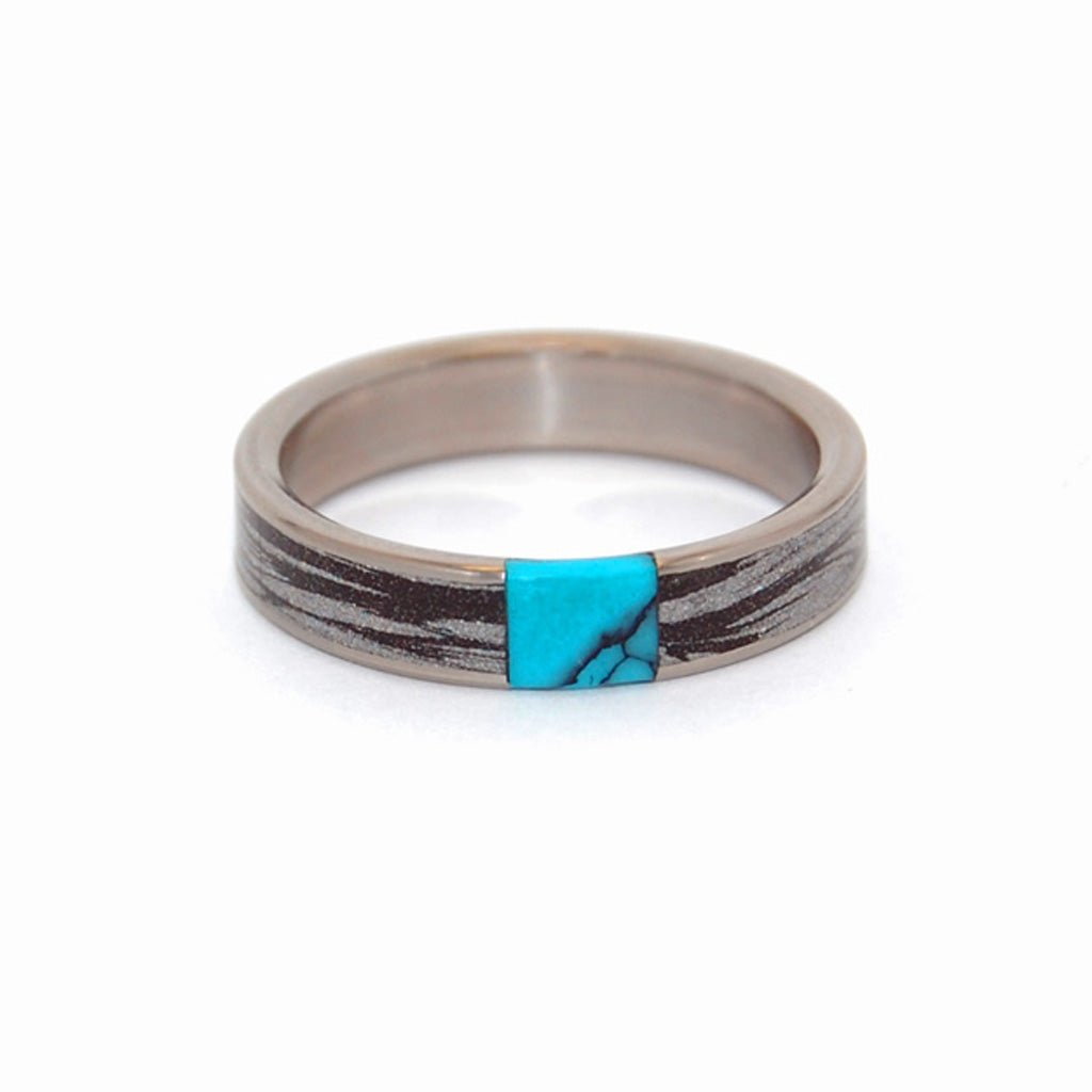 Desire's Whirlwind | Men's Turquoise Stone & Titanium Wedding Ring - Minter and Richter Designs