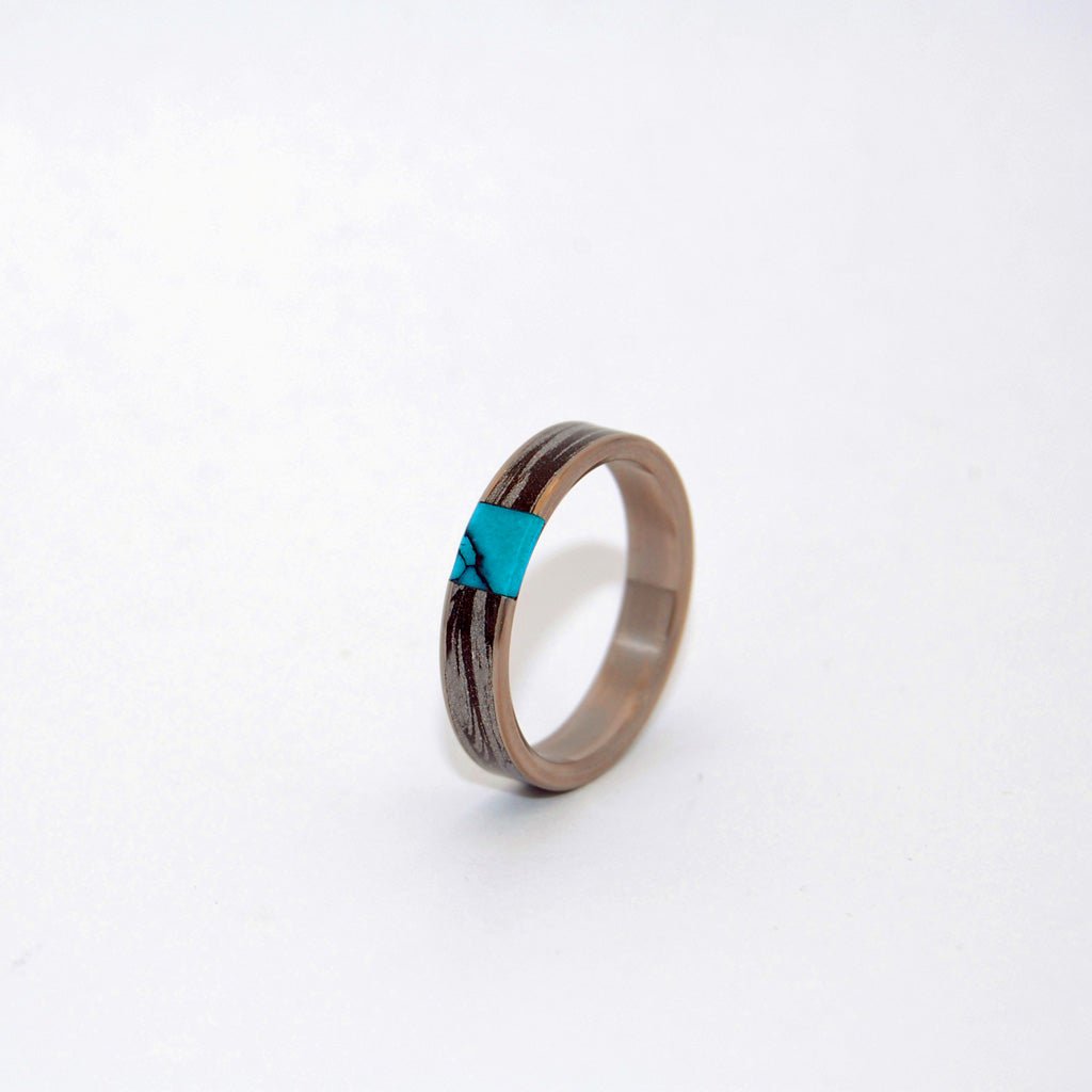 Desire's Whirlwind | Men's Turquoise Stone & Titanium Wedding Ring - Minter and Richter Designs