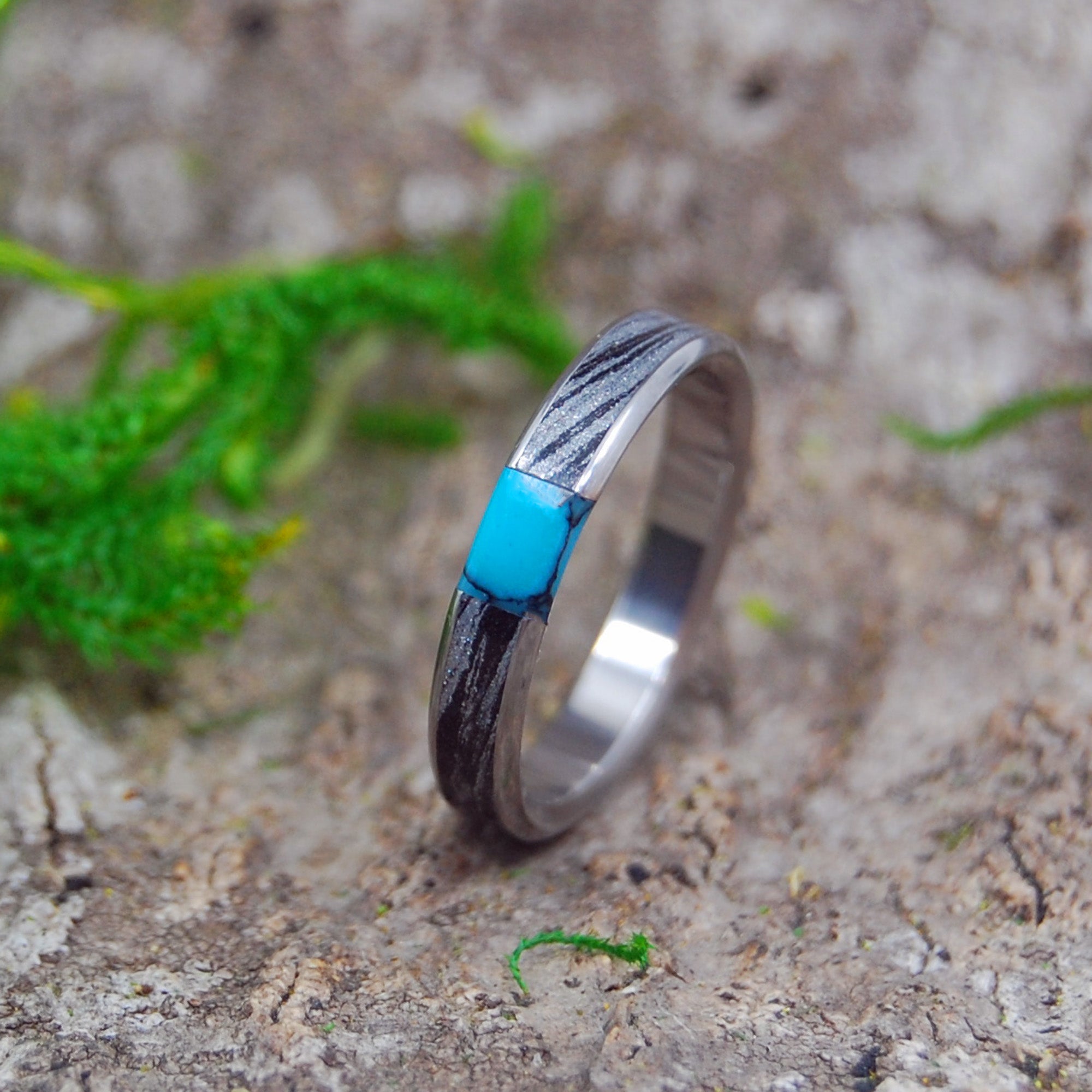 Desires Whirlwind Turquoise | Men's M3, Turquoise & Titanium Engagement Ring - Minter and Richter Designs