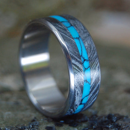 Desirous | Men's Turquoise, Black Silver & Titanium Wedding Ring - Minter and Richter Designs