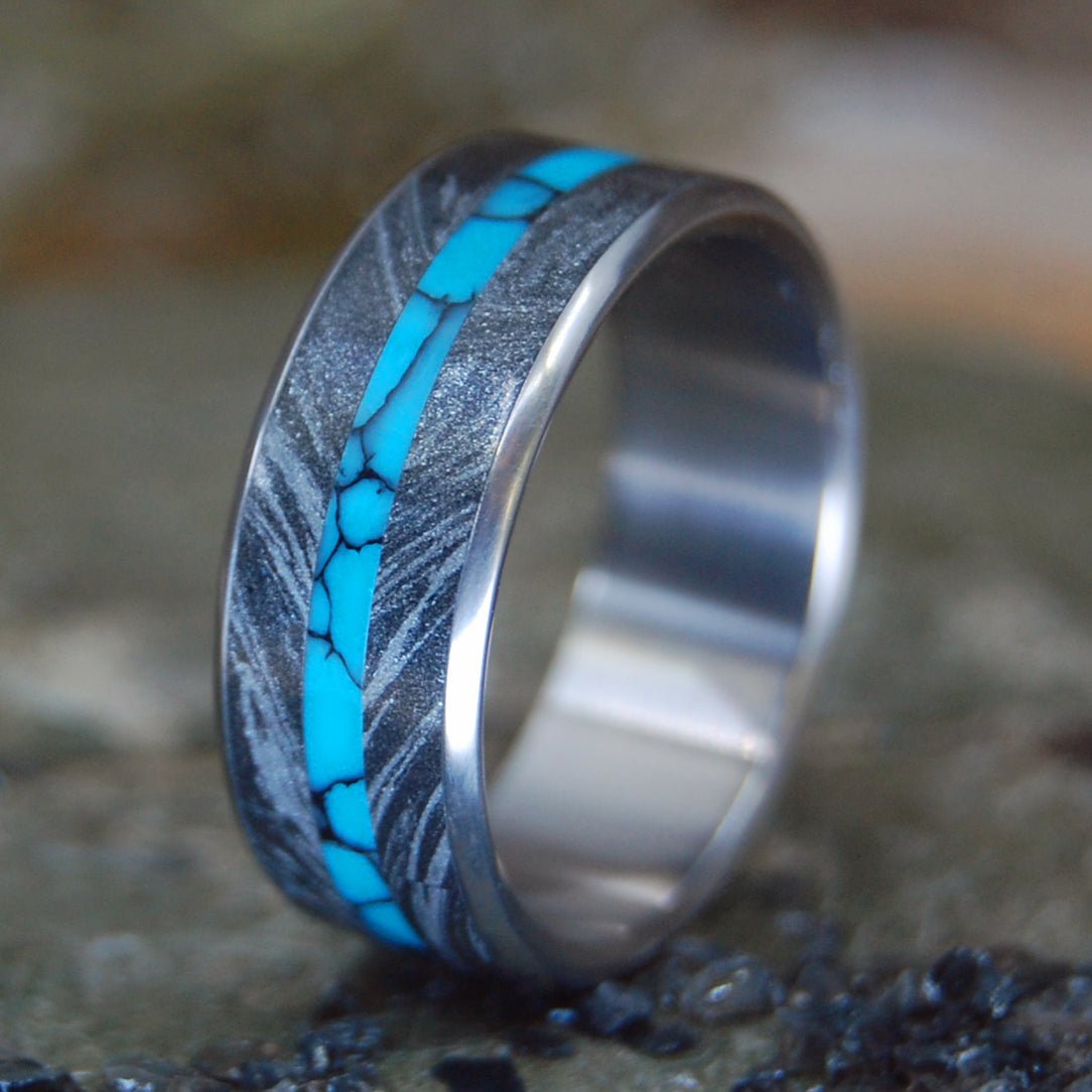 Desirous | Men's Turquoise, Black Silver & Titanium Wedding Ring - Minter and Richter Designs