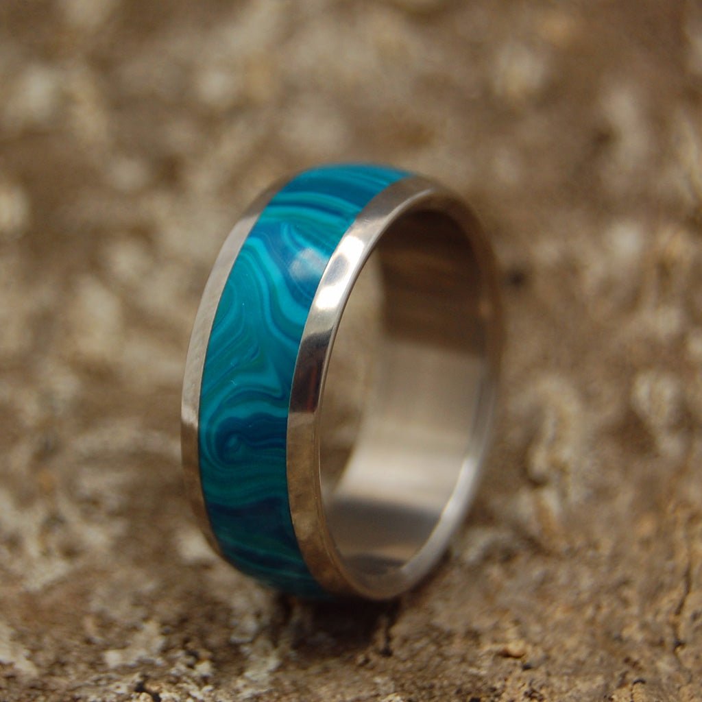 Domed Chrysocolla | Men's Chrysocolla & Titanium Wedding Ring - Minter and Richter Designs