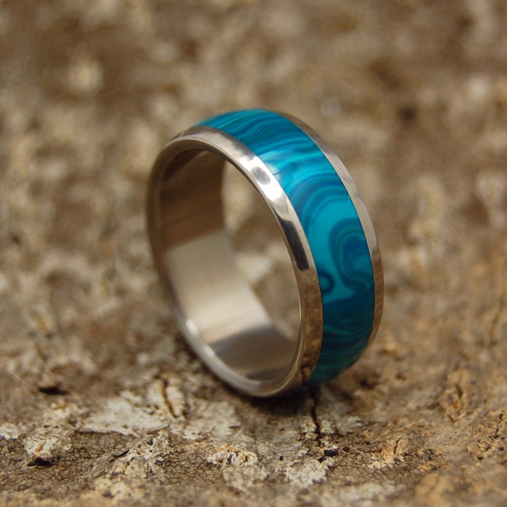 Domed Chrysocolla | Men's Chrysocolla & Titanium Wedding Ring - Minter and Richter Designs