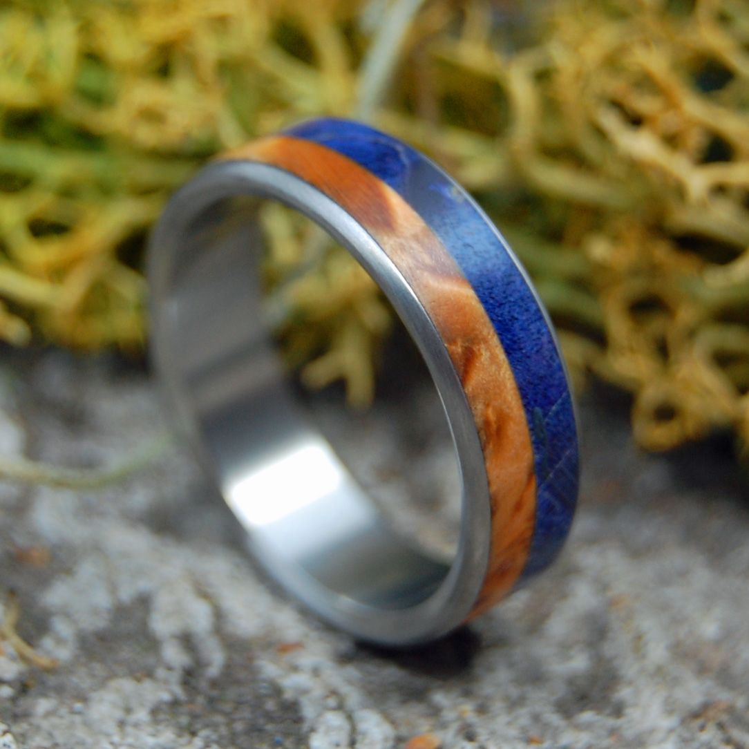 Duke Of My Heart | Men's Blue Box Elder & Titanium Wedding Ring - Minter and Richter Designs