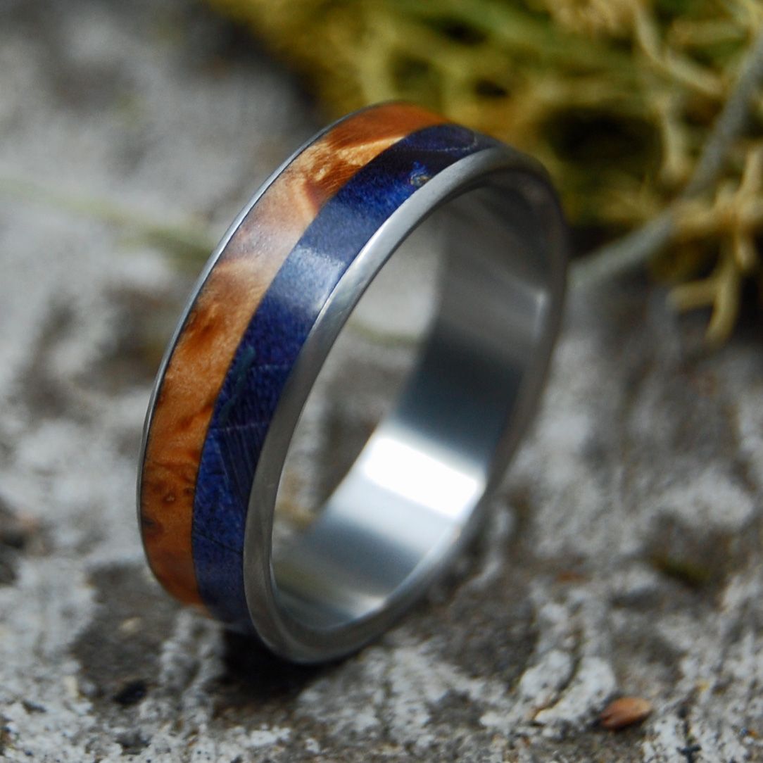 Duke Of My Heart | Men's Blue Box Elder & Titanium Wedding Ring - Minter and Richter Designs