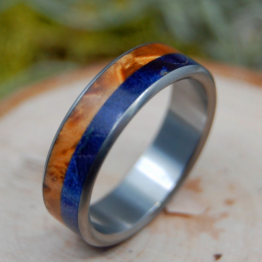 Duke Of My Heart | Men's Blue Box Elder & Titanium Wedding Ring - Minter and Richter Designs