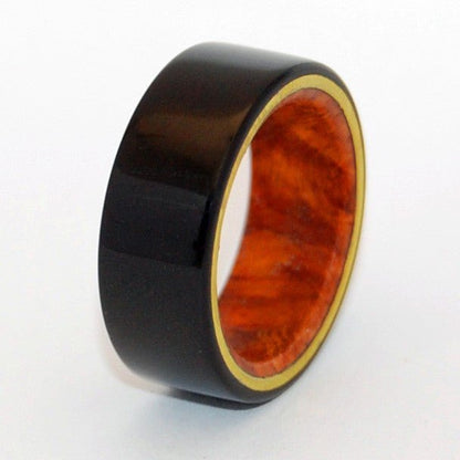 Earth Below | Men's Onyx Stone, Amboyna Burl Wood & Titanium Wedding Ring - Minter and Richter Designs