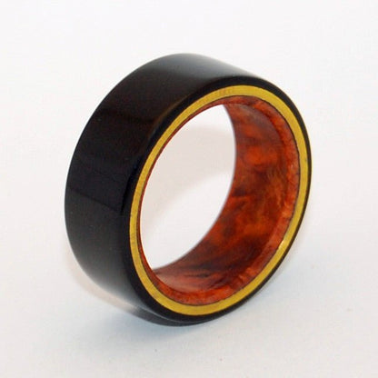 Earth Below | Men's Onyx Stone, Amboyna Burl Wood & Titanium Wedding Ring - Minter and Richter Designs