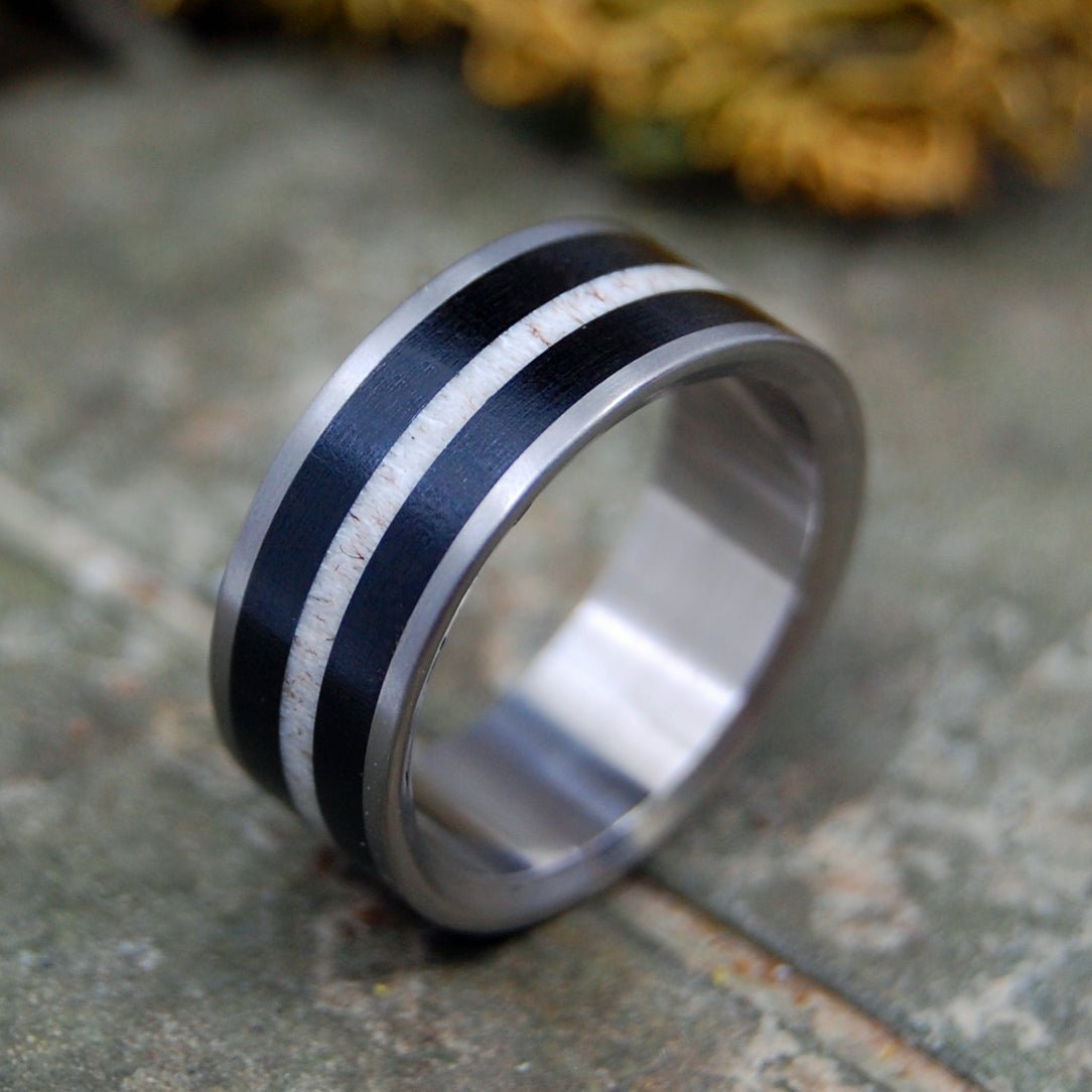 Ebony Moose | Men's African Ebony Wood, Moose Antler & Titanium Wedding Ring - Minter and Richter Designs