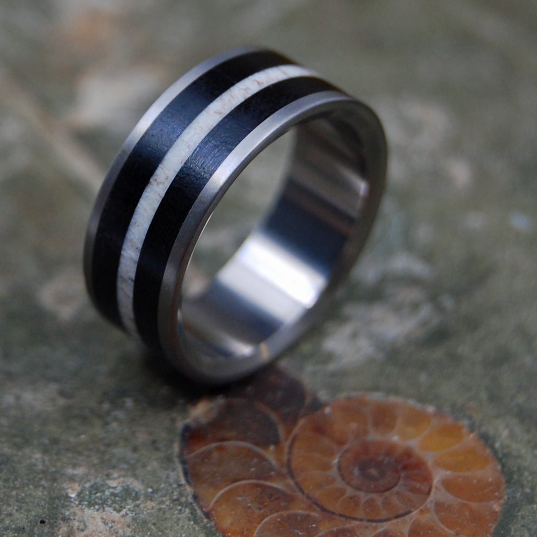 Ebony Moose | Men's African Ebony Wood, Moose Antler & Titanium Wedding Ring - Minter and Richter Designs