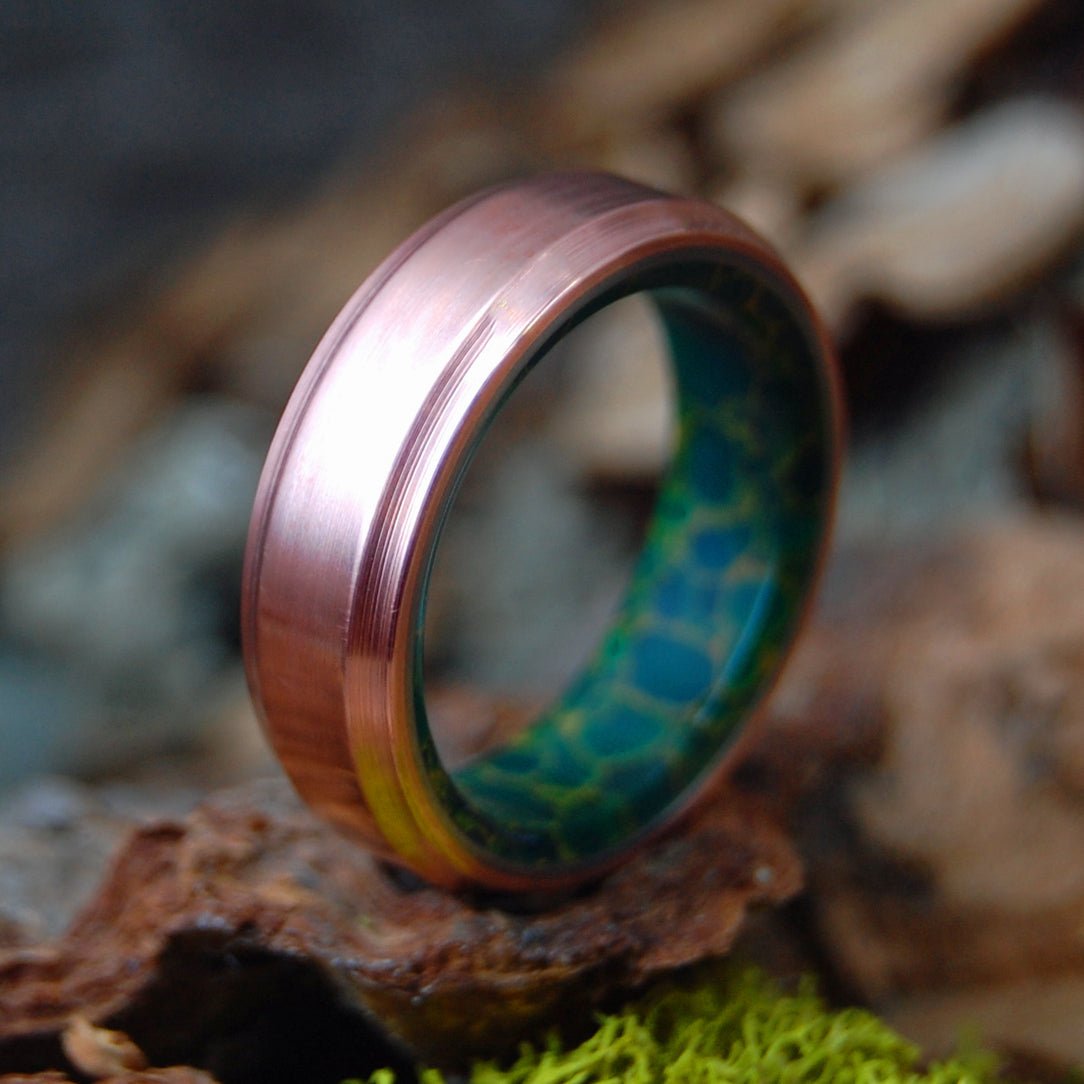 Egyptian Copper Moxie | Men's Egyptian Copper, Egyptian Jade & Titanium Wedding Ring - Minter and Richter Designs