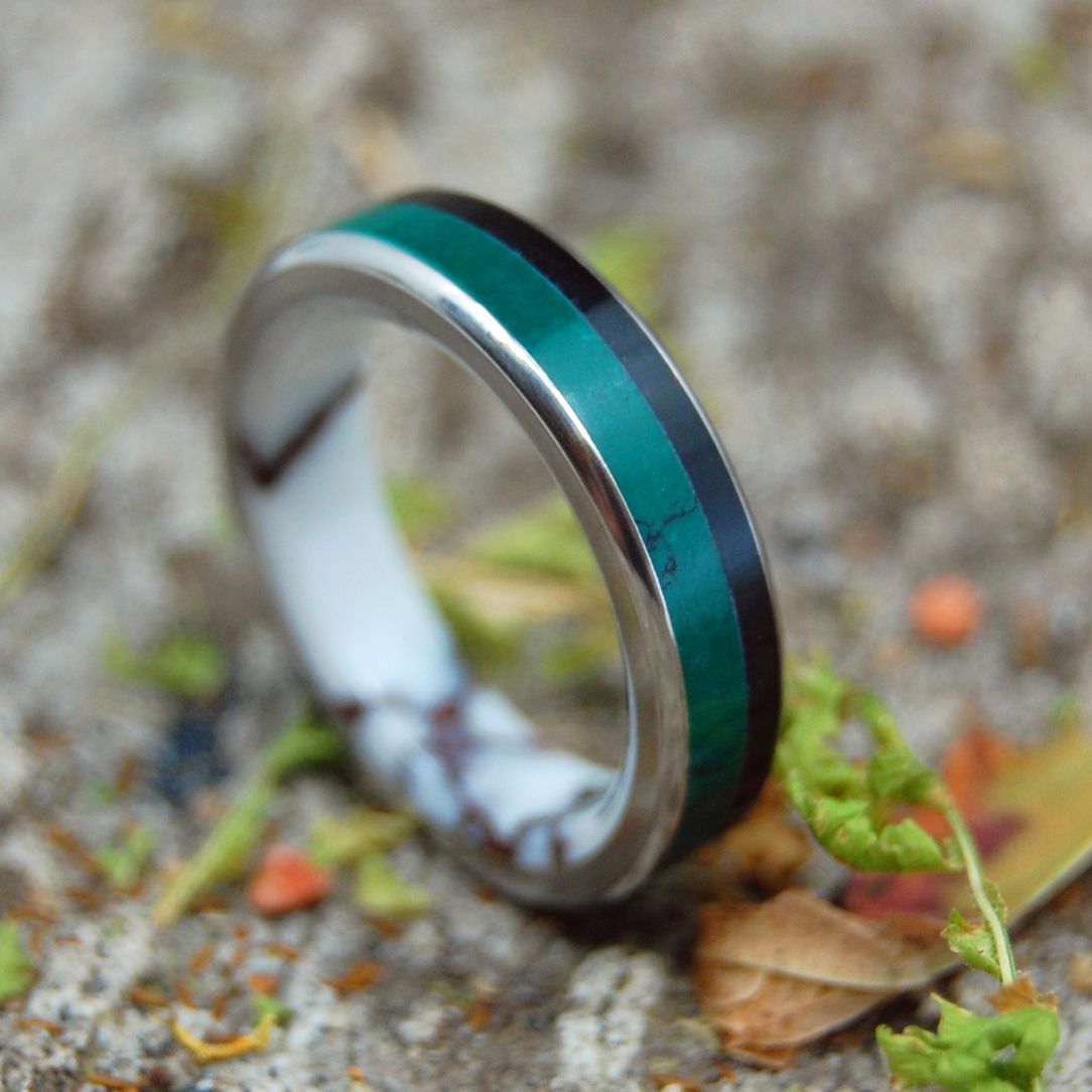 Etched In Stone | Men's Jade, Onyx, Wild Horse Jasper & Titanium Wedding Ring - Minter and Richter Designs