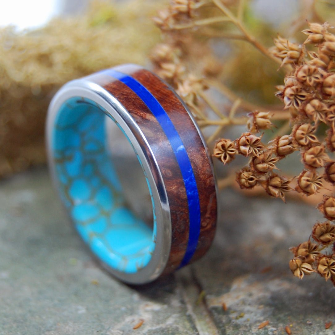 Eternity Arrives | Men's Turquoise, Redwood & Titanium Wedding Ring - Minter and Richter Designs