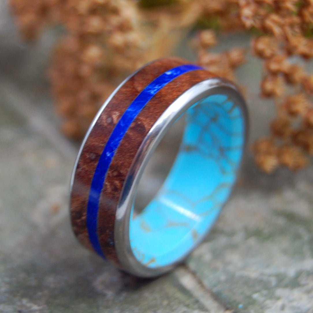 Eternity Arrives | Men's Turquoise, Redwood & Titanium Wedding Ring - Minter and Richter Designs