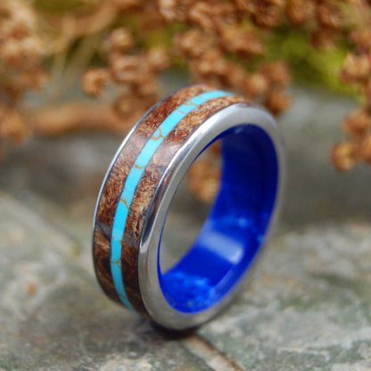 Eternity Is Here | Men's Turquoise, Spalted Maple & Titanium Wedding Ring - Minter and Richter Designs