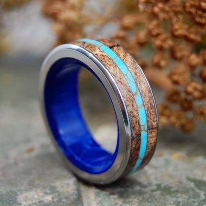 Eternity Is Here | Men's Turquoise, Spalted Maple & Titanium Wedding Ring - Minter and Richter Designs