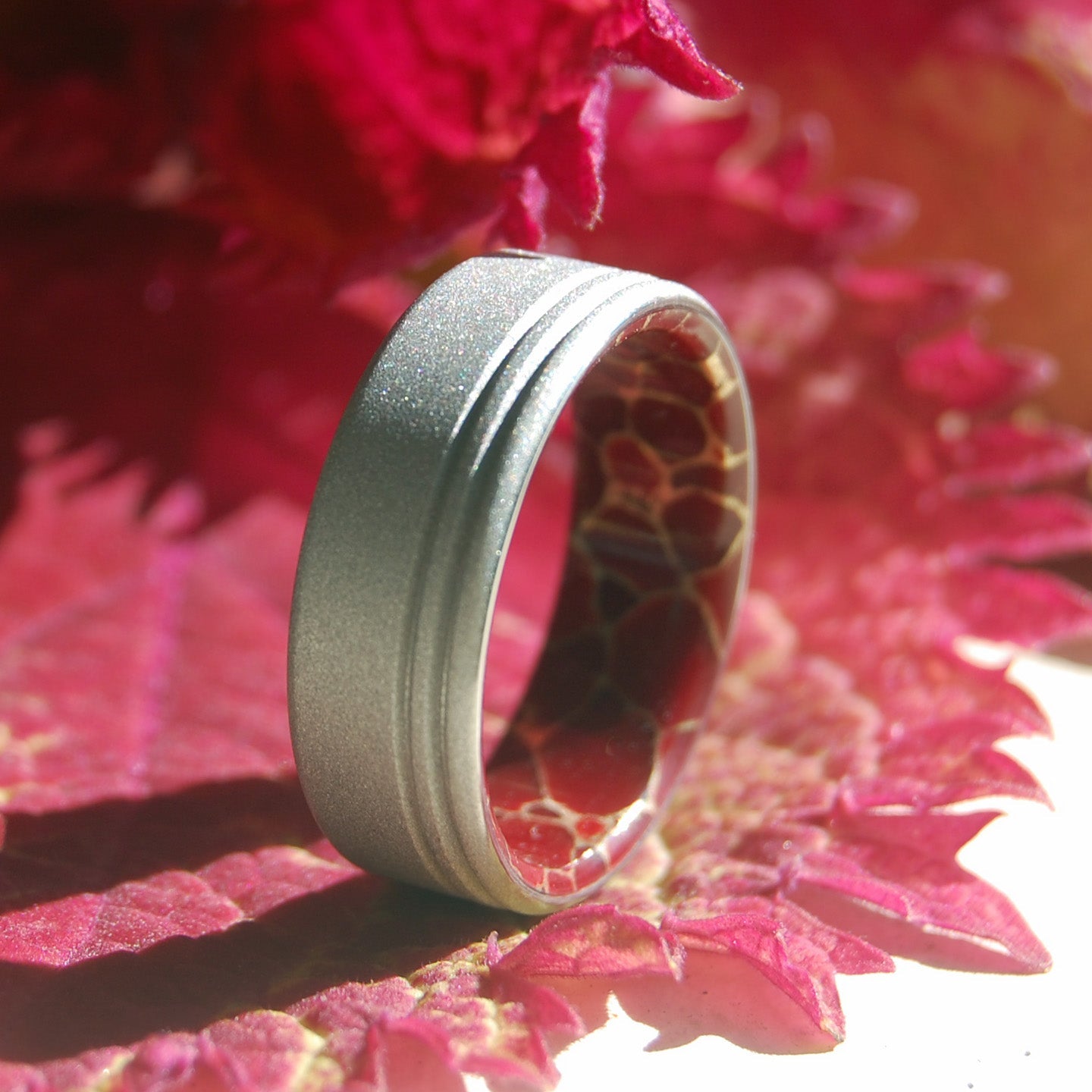 Eyes Forward | Men's Red Jasper & Titanium Wedding Ring - Minter and Richter Designs