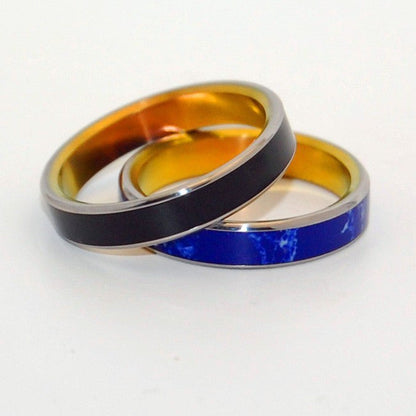 Eyes Of Stars | Onyx Stone & Sodalite - Unique Wedding Ring Set - Minter and Richter Designs