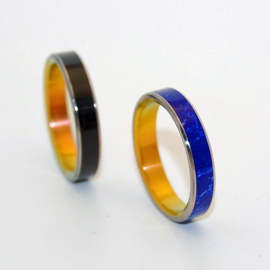 Eyes Of Stars | Onyx Stone & Sodalite - Unique Wedding Ring Set - Minter and Richter Designs