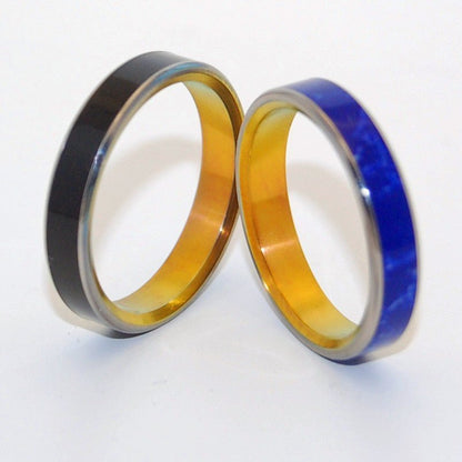 Eyes Of Stars | Onyx Stone & Sodalite - Unique Wedding Ring Set - Minter and Richter Designs