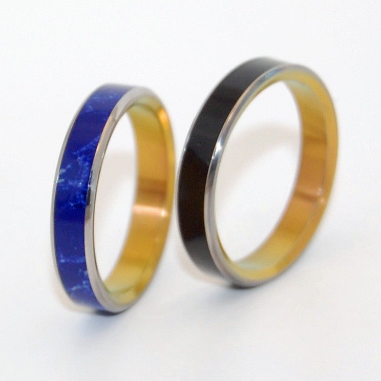 Eyes Of Stars | Onyx Stone & Sodalite - Unique Wedding Ring Set - Minter and Richter Designs