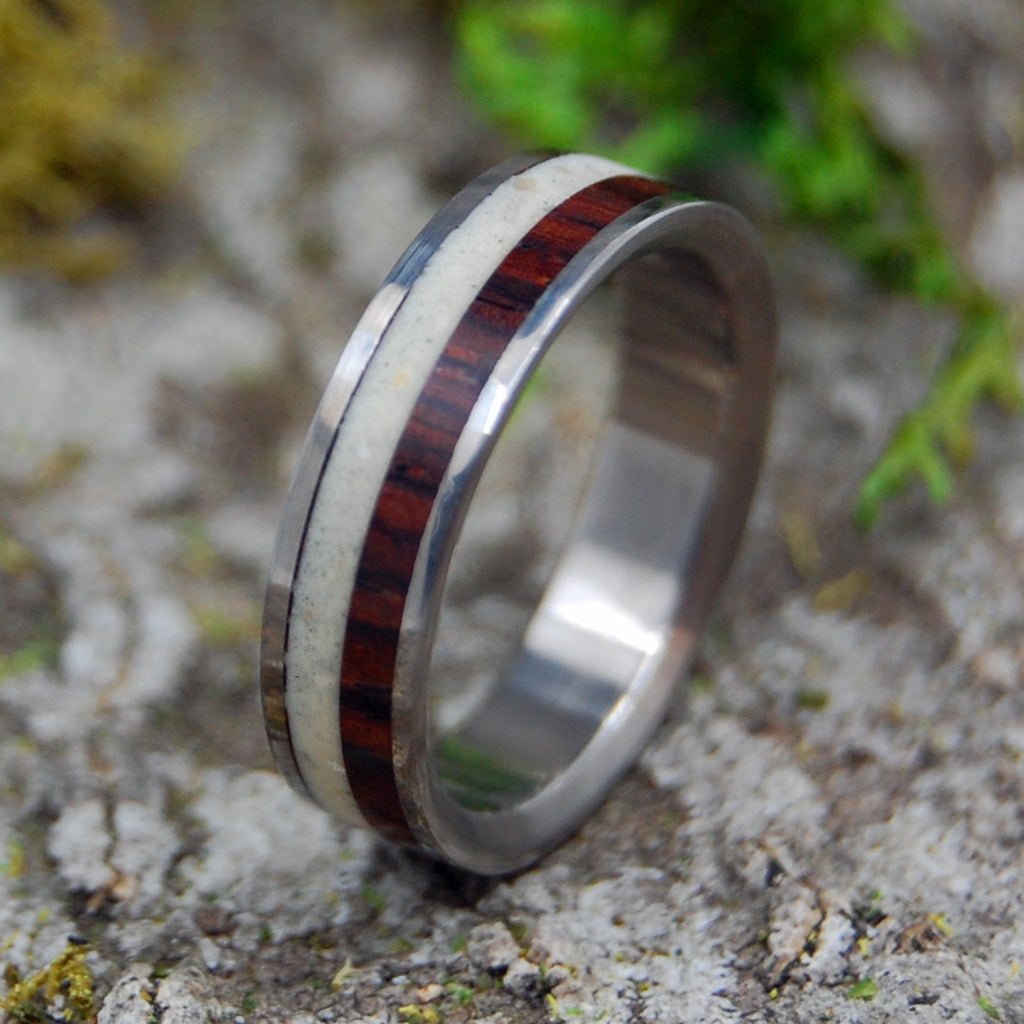 Faith | Men's Cocobolo Wood, Beach Sand & Titanium Wedding Ring - Minter and Richter Designs