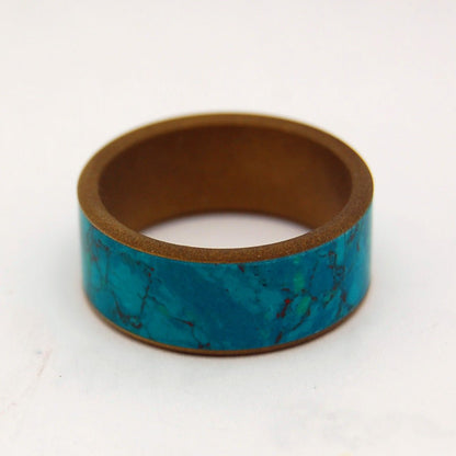 Falls Oasis | Men's Chrysocolla Stone, Bronze Anodizing & Titanium Wedding Ring - Minter and Richter Designs