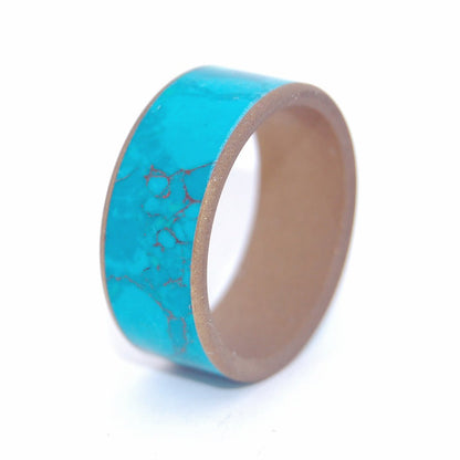 Falls Oasis | Men's Chrysocolla Stone, Bronze Anodizing & Titanium Wedding Ring - Minter and Richter Designs