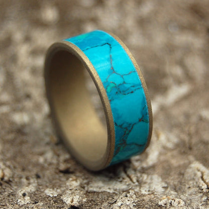 Falls Oasis | Men's Chrysocolla Stone, Bronze Anodizing & Titanium Wedding Ring - Minter and Richter Designs