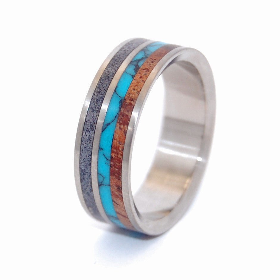 Faraday | Men's Turquoise, Wood & Titanium Wedding Ring - Minter and Richter Designs