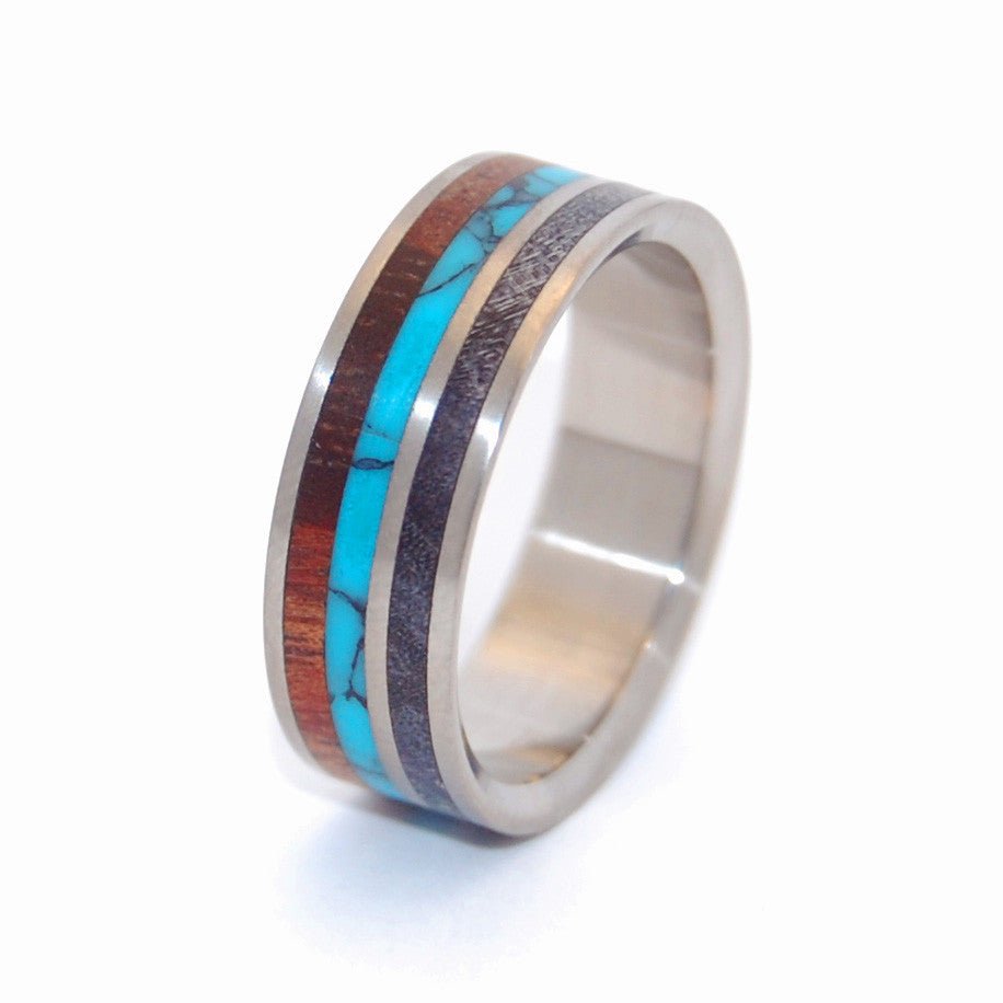 Faraday | Men's Turquoise, Wood & Titanium Wedding Ring - Minter and Richter Designs