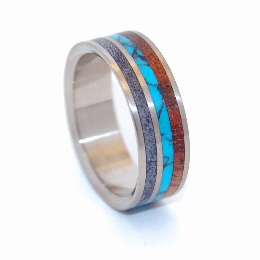 Faraday | Men's Turquoise, Wood & Titanium Wedding Ring - Minter and Richter Designs