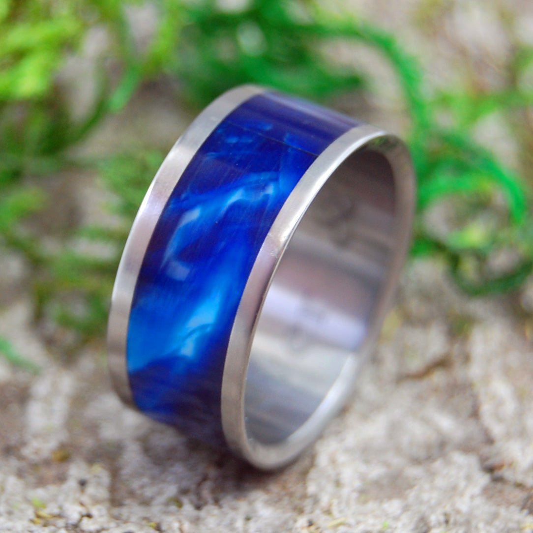 Flat Earth | Men's Vintage Resin & Titanium Wedding Ring - Minter and Richter Designs