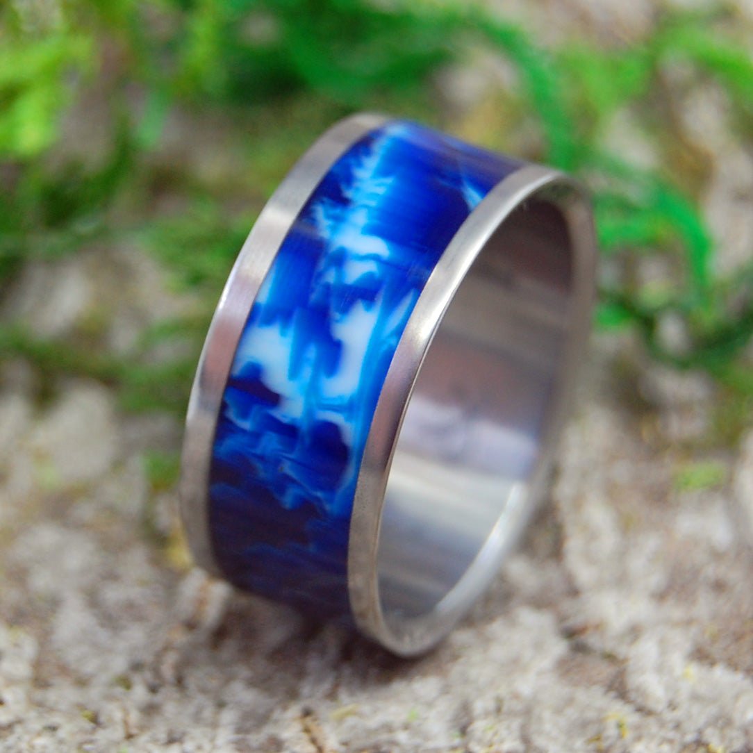 Flat Earth | Men's Vintage Resin & Titanium Wedding Ring - Minter and Richter Designs