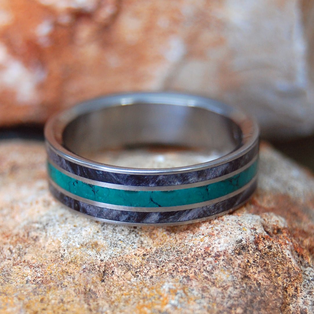 Flat Morning Song | Men's Stone, Wood & Titanium Wedding Ring - Minter and Richter Designs