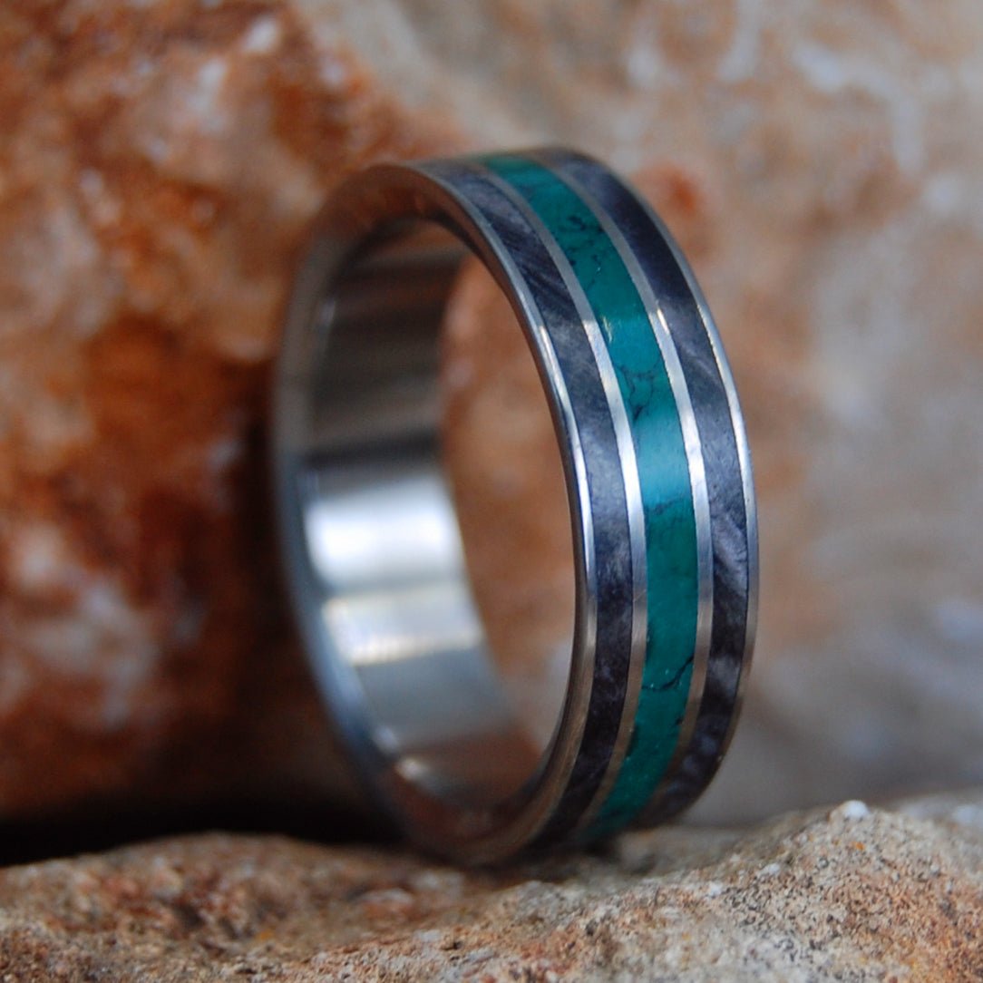 Flat Morning Song | Men's Stone, Wood & Titanium Wedding Ring - Minter and Richter Designs