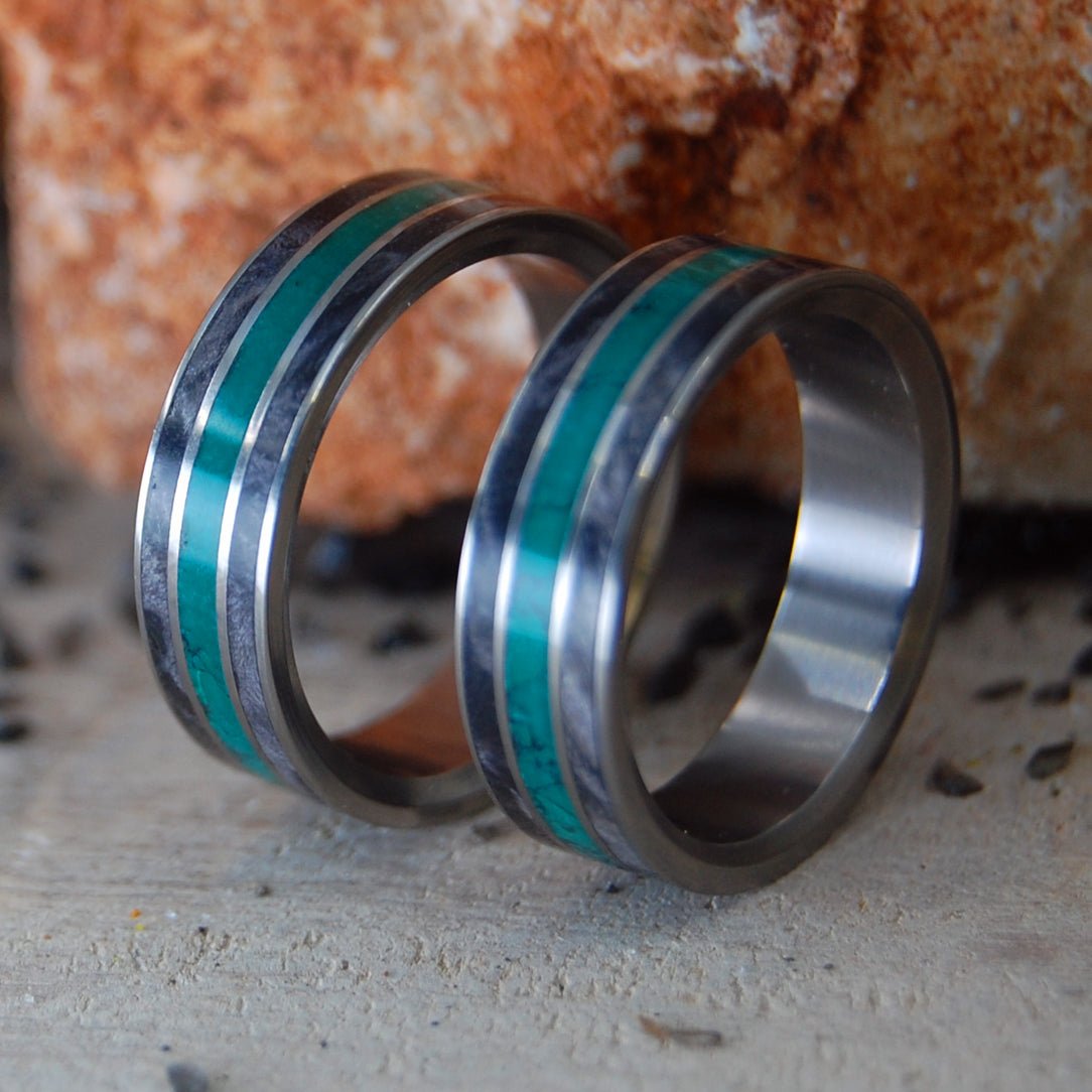 Flat Morning Song | Stone And Wood Titanium Wedding Ring - Minter and Richter Designs